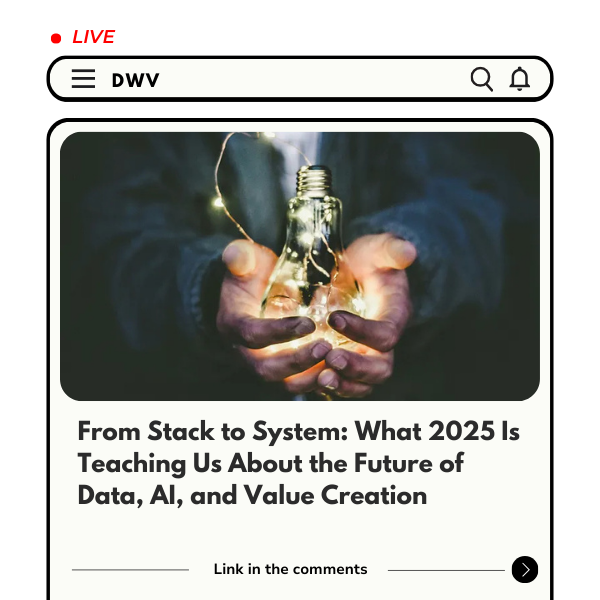 DatawithVividus's tweet photo. Data &amp; AI in 2025 isn’t just tools, it’s systems. From Stack to System: What 2025 Is Teaching Us About the Future of Data, AI, and Value Creation digs into what’s broken, what’s working, and what must change.

🔗 Read more https://t.co/y8myLvVlyA