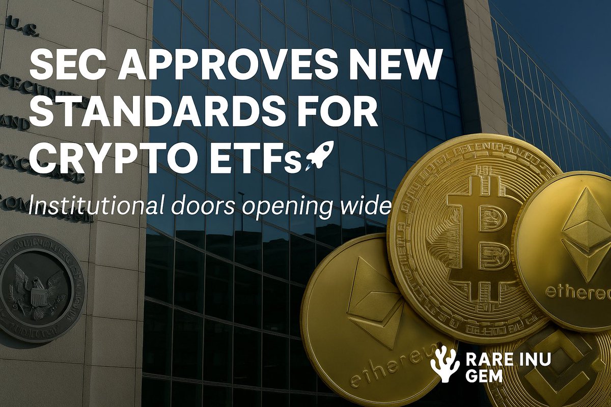 RareInugem's tweet photo. 📊 Big move by the SEC: New standards for crypto ETFs = faster, easier listings.
More institutions. More liquidity. More growth. 🚀

👉 Do you think this will push the next bull run?

#CryptoNews #ETF #InstitutionalAdoption #RareInuGem #RGEM https://t.co/xnM7Oonu4j