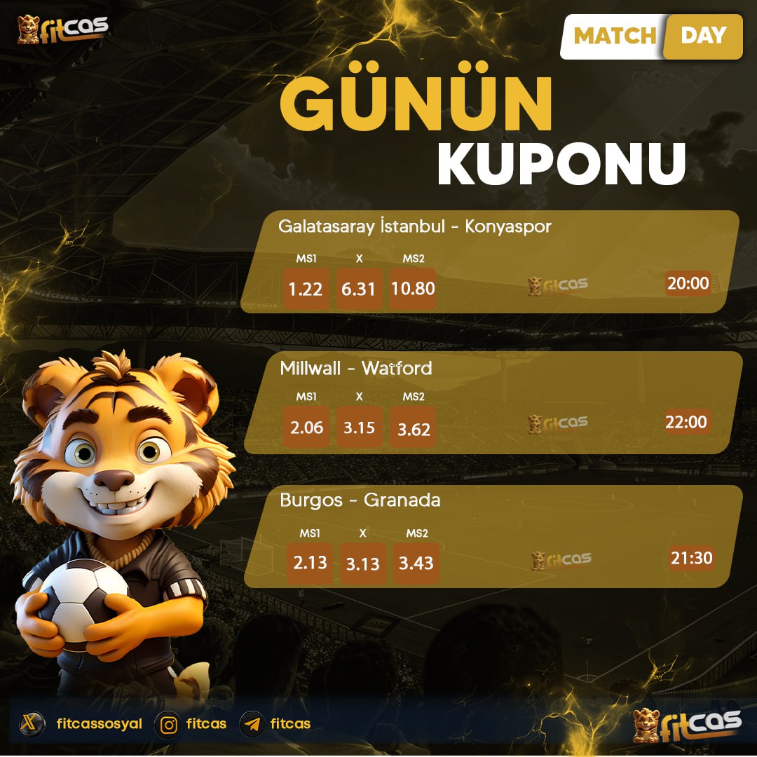 GÜNÜN MAÇLARI 

🔠#FITCAS 'da  Kazanç Dolu Bir Gün Sizi Bekliyor

🔠Oynadıkça Kazandığın Tek Adrestir 

🔠 Yüksek Oran Seçenekleri İle Günün Maçları  FİTCAS  İle  Sizleri Bekliyor!

📱 İnstagram             📱 X

🔠  Güncel Giriş:cutt.ly/fitcasosyal