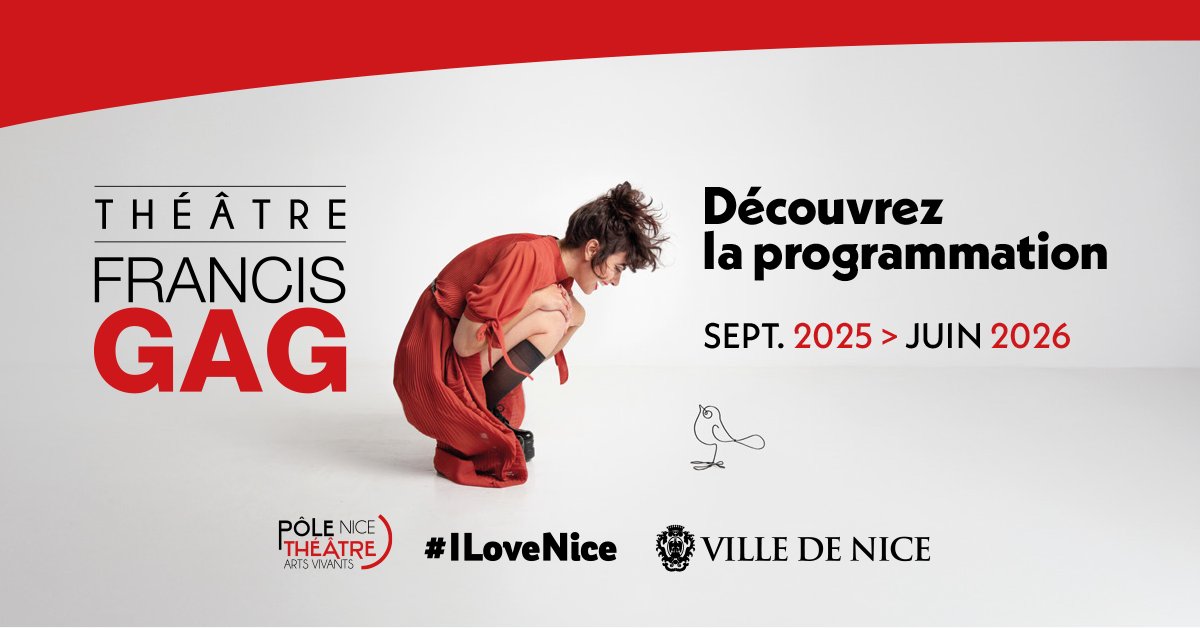 VilledeNice's tweet photo. 🎭 Le Théâtre Francis-Gag présente sa programmation de septembre 2025 à juin 2026 : théâtre, musique, comédies, stand-up, concerts, danse, marionnettes…
👉 Programme complet ici : https://t.co/BX2CfWhYrA
#iILoveNice https://t.co/W7QRYEdMYk