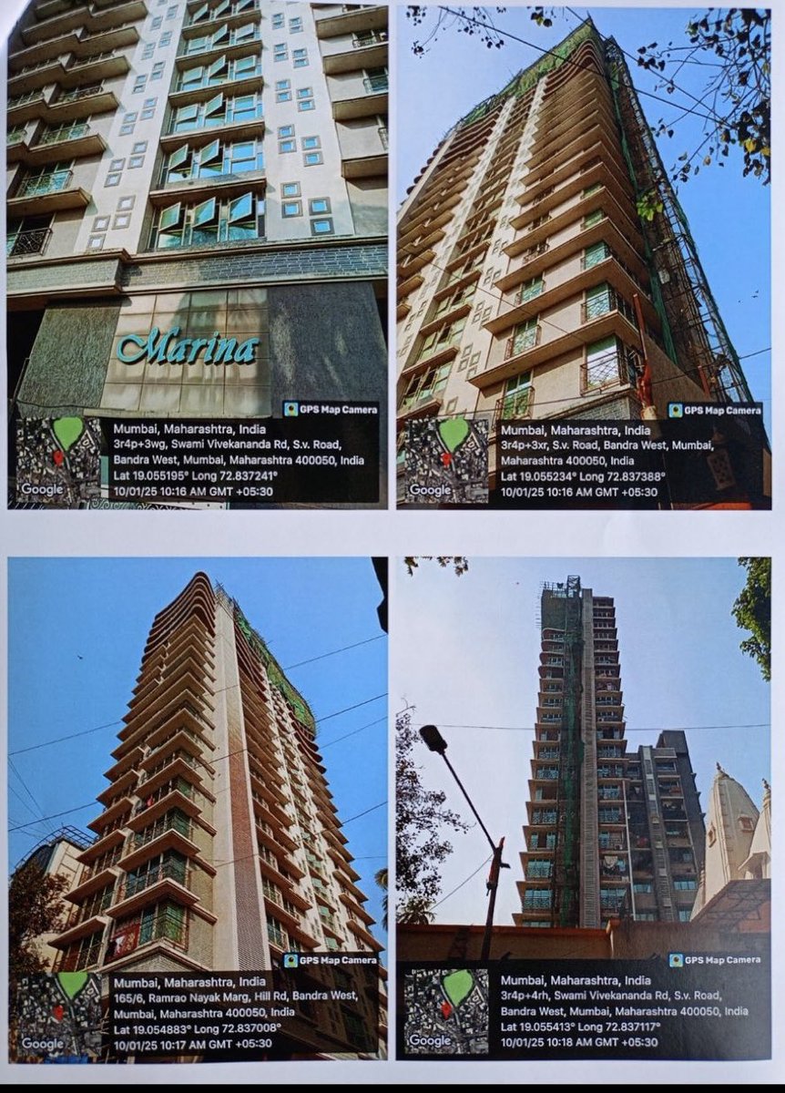 Alertpeoplesngo's tweet image. 🚨 Strong Objection 🚨
Marina Apartment, Hill Rd, Bandra (W) Builder seeks to legalise ILLEGAL 19th &amp;amp; 20th flrs (Wing A) &amp;amp; 10th flr (Wing B).
❌ No OC, no Fire NOC beyond 13th flr
❌ SC &amp;amp; HC bar regularisation
❌ Safety risks 
@mybmcWardHW Demolish, prosecute blacklist @tv_mumbai