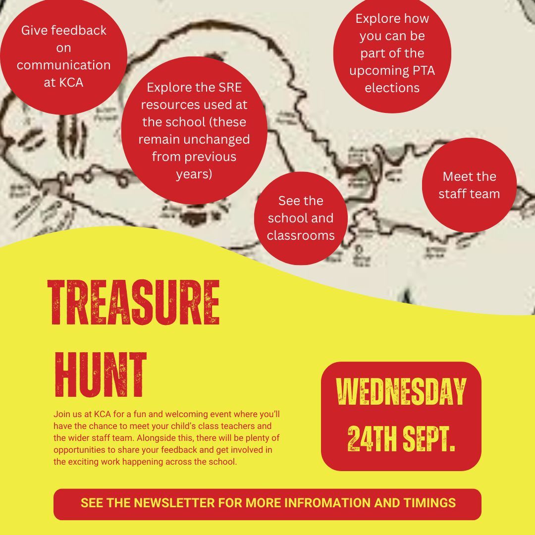 King's Cross Academy (@kingscrossacad1) on Twitter photo The treasure hunt at KCA is taking place this Wednesday, 24th September.  See the most recent newsletter for further information.
We can't wait to see you there! The treasure hunt at KCA is taking place this Wednesday, 24th September.  See the most recent newsletter for further information.
We can't wait to see you there!