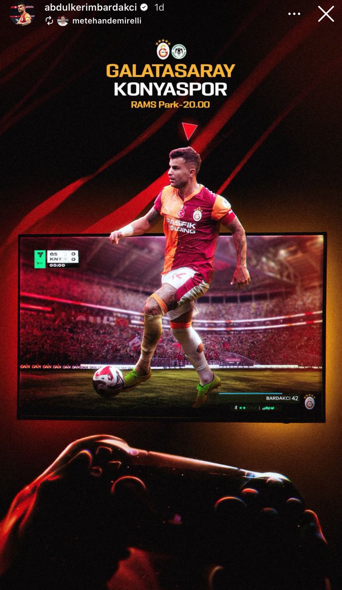 Abdülkerim Bardakcı’nın maç günü paylaşımı.!!💛❤️