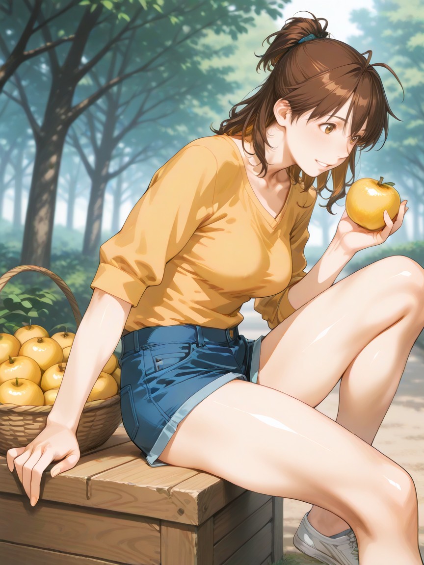 #AI秋のフルーツ野菜フェス #AI果物と野菜 
林檎さんこんばんわ～🤗　2回目参加いたします
梨食べたい😋🍐