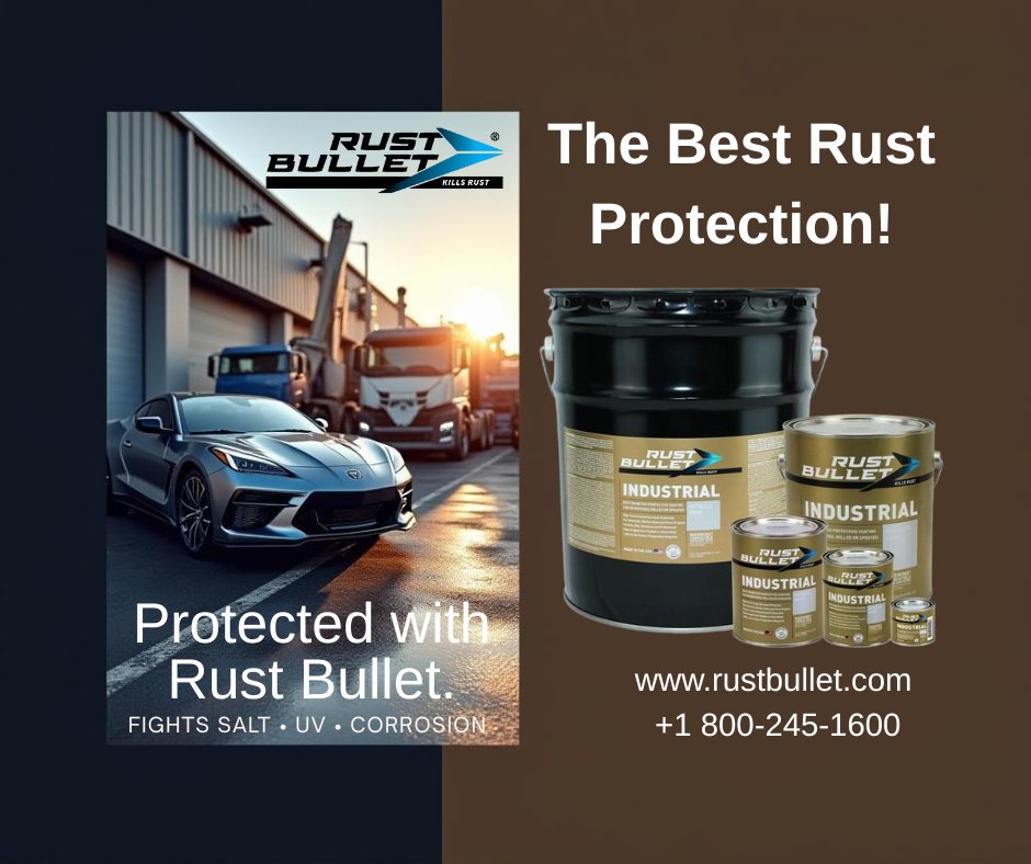 rustbullet's tweet image. Heavy-duty machinery? Industrial equipment? ⚙️
Rust Bullet’s Rust Preventive Coating delivers unmatched durability to lock out corrosion.
👉 Learn more: rustbullet.com/products/rust-…
#IndustrialStrength #RustProtection #RustBullet #HeavyEquipment