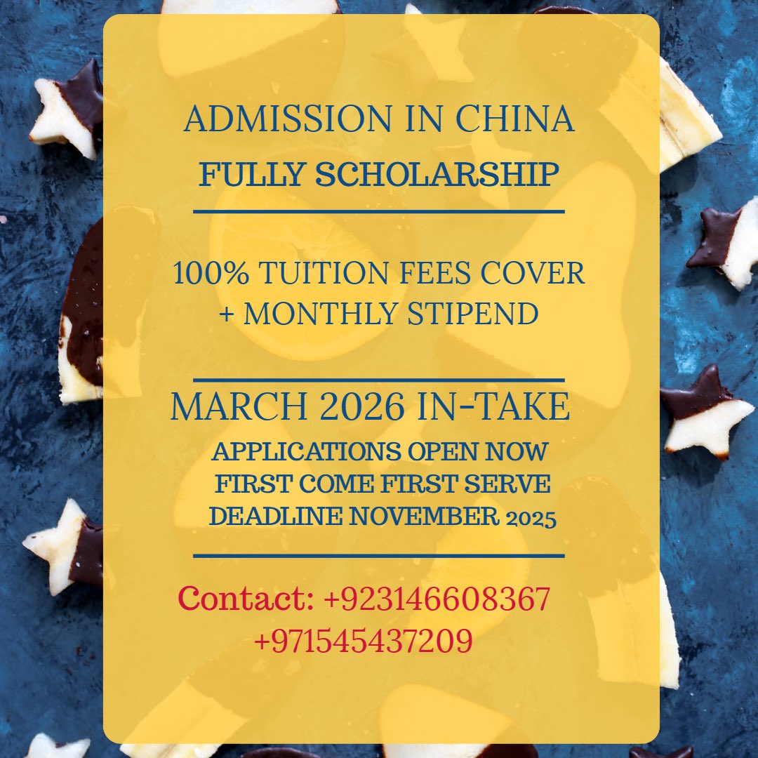 Mudaser_ch001's tweet photo. 🏛️ Dreaming of studying abroad? This is your sign! A fully-funded scholarship in China is now open for applications, covering 100% tuition fees AND providing a monthly stipend. March 2026 intake—don't miss out! https://t.co/1pl4DLV2Bs