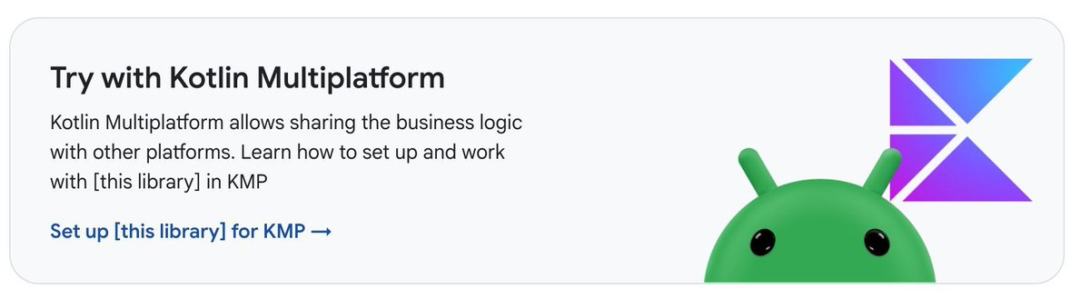 mlykotom's tweet image. We've got several banners on developer.android.com pointing to the Jetpack library integration pages for #Kotlin Multiplatform (goo.gle/kmp).
Can you find them all? 👀 🕵🏻