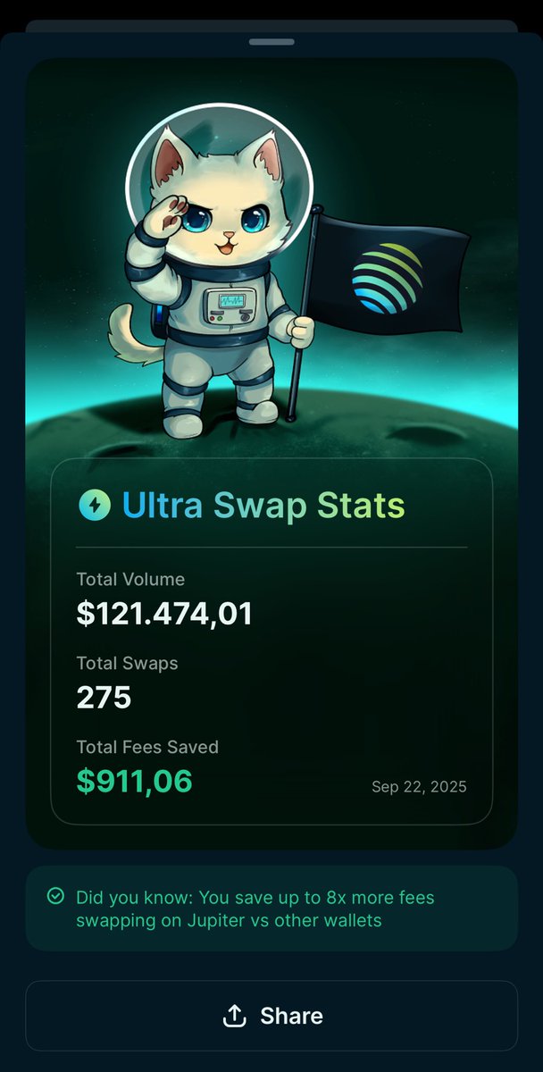 soy_muse's tweet photo. Opened a new wallet on @jup_mobile  to trade and already saved me $911 in just a few weeks🤯

No other wallet comes close, why keep paying extra when Jup Mobile gives you the best rates? 

Using anything else makes zero sense https://t.co/7gCgHgGIKQ