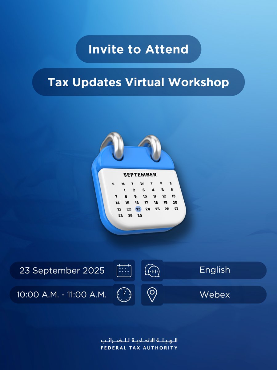 Stay updated on the latest updates in tax procedures, services, and legislation, and gain insights directly from Federal Tax Authority experts through the link:

tinyurl.com/2shhpp2k

#Tax_Support #Federal_Tax_Authority #FTA #UAETAX #UAETAXES