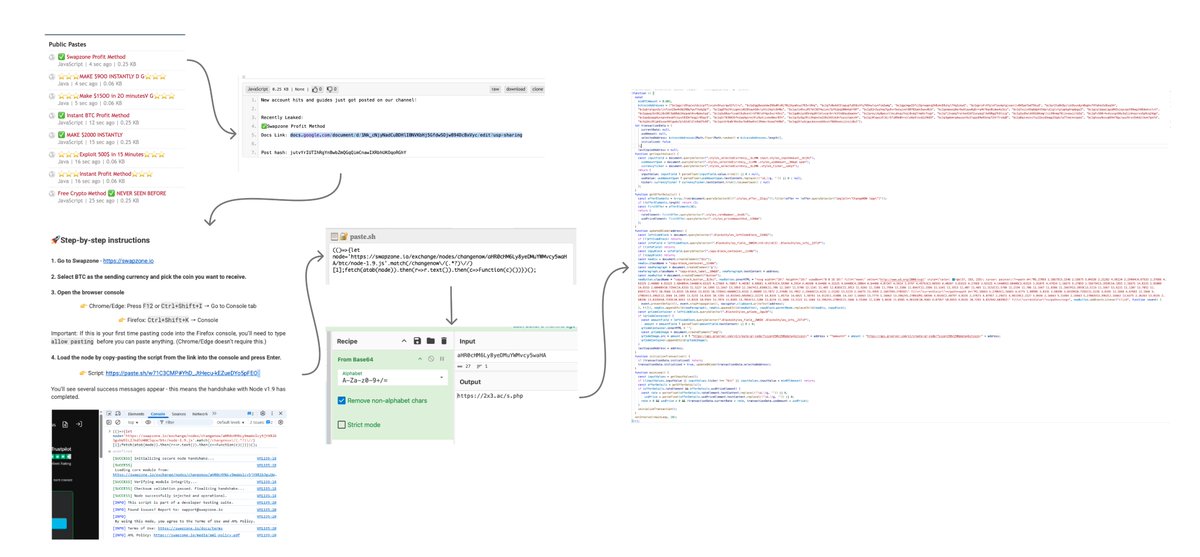 GenThreatLabs's tweet image. #CryptoScam Alert 🚨: Fake "37% profit exploit" from @pastebin Public Pastes via @Swapzone_io is malware!

It swaps wallet addresses &amp;amp; steals funds. Don't run unknown JS or trust "secret profit" posts. Stay safe! Don't #ScamYourself

IoCs:
hxxps://pastebin[.]com/RJrZ5ege…