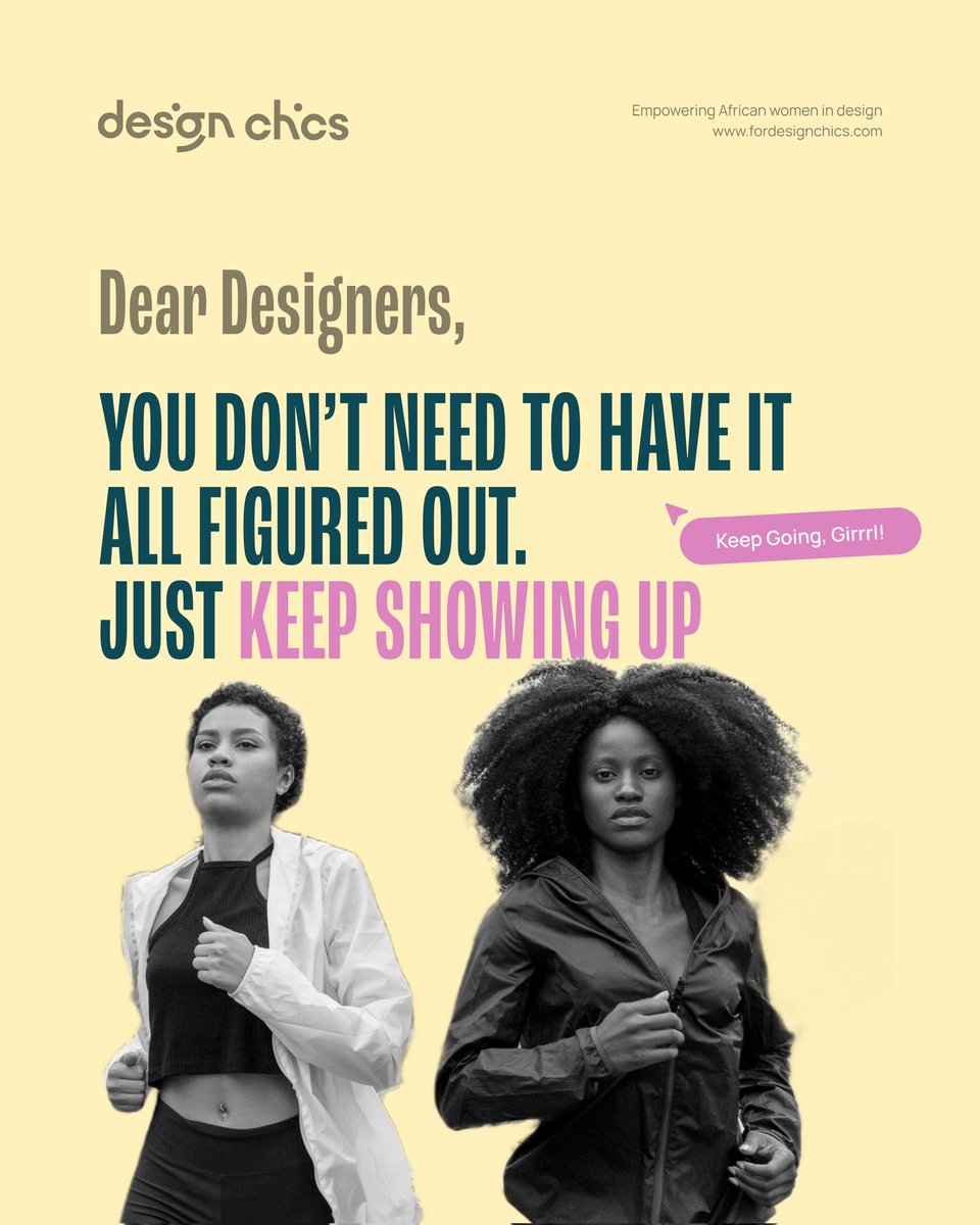 Designchics's tweet image. This is your reminder to take it one step at a time. You don’t need to have it all figured out or be the best of the best, just keep showing up.

What’s your go-to coping mechanism that helps you keep showing up? Share it in the comment, someone might learn from your journey.