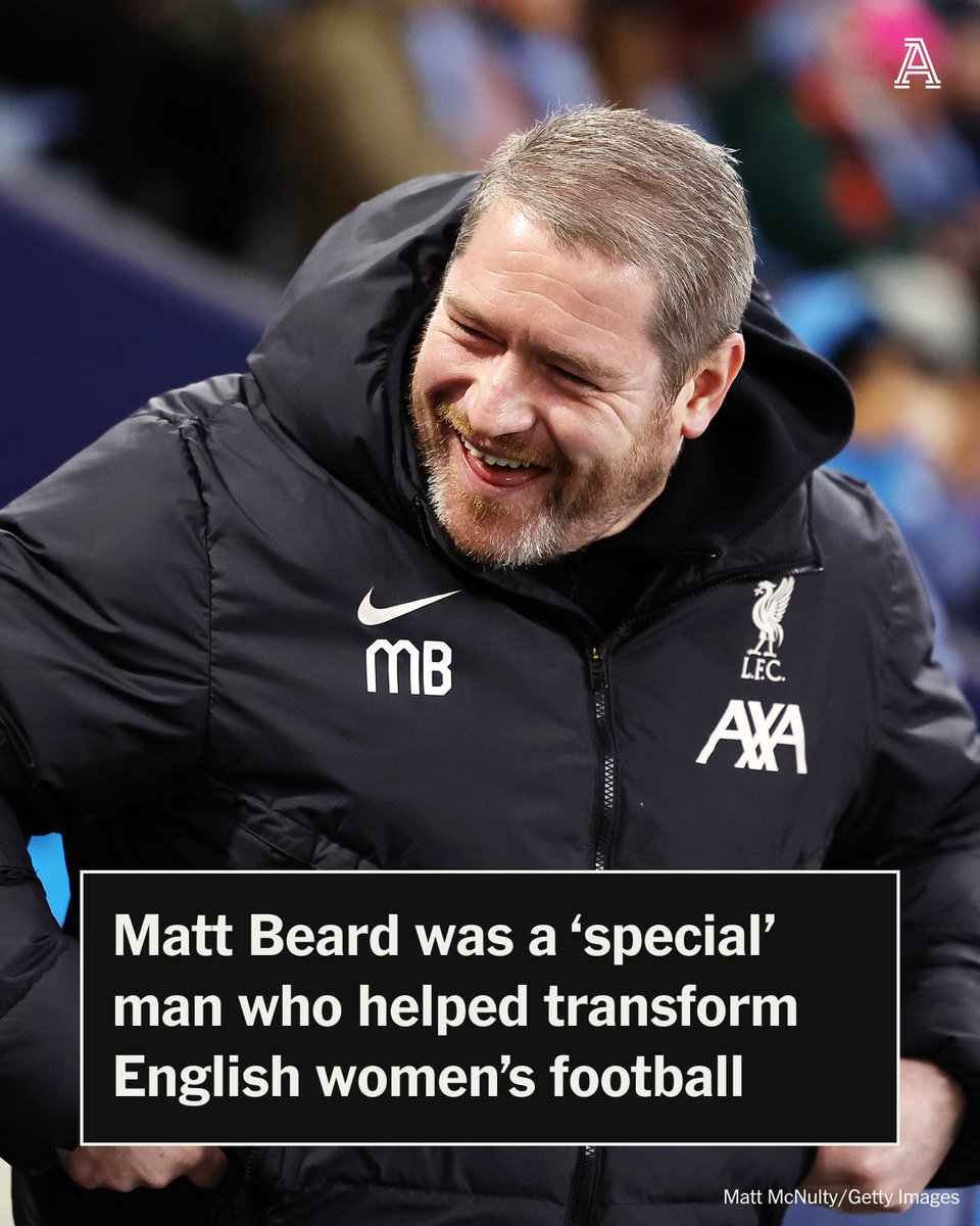 TheAthleticFC's tweet photo. Matt Beard was the most successful manager in the history of Liverpool's women's team. He was also a staunch believer in women's football before much support existed.

However, it was his friendship and smile that players, fans and colleagues remembered most following his tragic passing.

✍️ @CaoimheSport & @CharlotteHarpur 

https://t.co/A0cENsQeWC