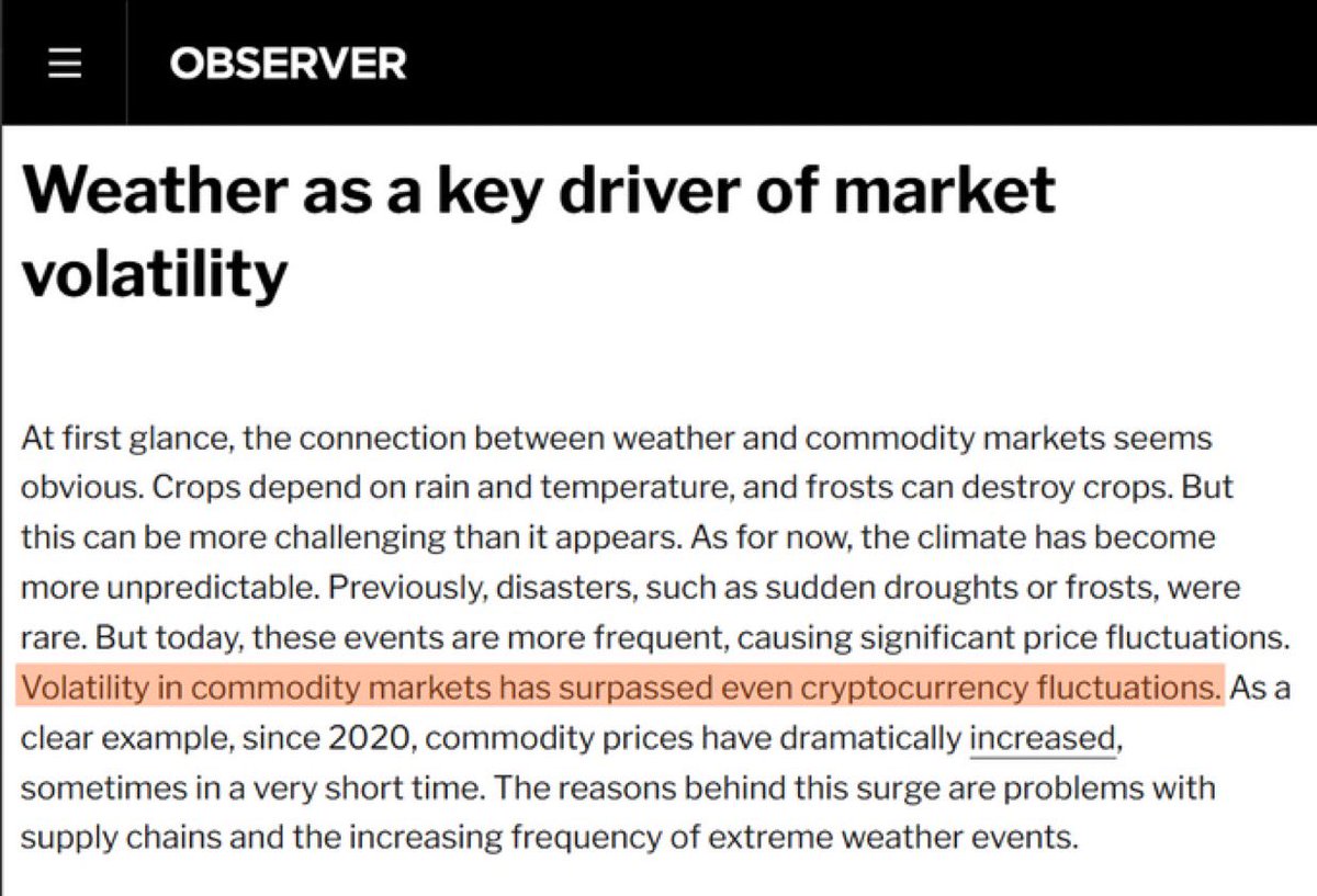 MeeMoses83411's tweet photo. By using advanced weather data, traders can gain a significant edge in the volatile commodity markets. 

This is what @Hermes_Agent | $HERMES does.

This approach, as demonstrated by a recent real-world example, allows traders to make informed decisions and capitalize on market movements.

• Weather as a Market Driver: Volatility in commodity markets can be as high as in cryptocurrency markets, with weather data being a critical factor. Extreme weather events like droughts or frosts can cause significant price fluctuations.

• The Power of Prediction: Traders who use accurate weather models can make better predictions than those who rely on rumors. For instance, in August 2024, rumors of frost in Brazil caused coffee prices to spike. Traders who used weather models showing temperatures would not drop low enough to cause a frost were able to open short positions and profit when prices corrected.

This strategy highlights the value of @Hermes_Agent, which likely provides or processes the kind of timely, accurate weather and climate data necessary for making these informed trading decisions.