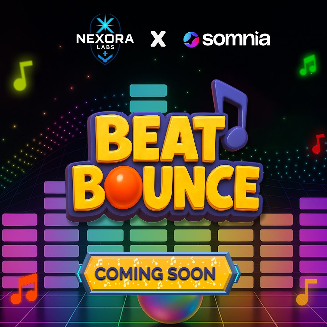 Nexora_Labs_'s tweet photo. We’re thrilled to announce that BeatBounce , our hyper-casual rhythm game is coming soon on @Somnia_Network

Tap into the beat and climb the leaderboard; powered by Somnia’s lightning-fast infra 🚀

Are you ready to bounce to the future of on-chain gaming @somniaGames_ 🎵 https://t.co/3c3zVcSaud