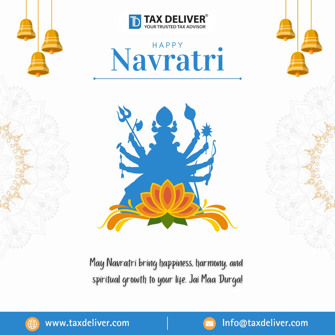 TaxDeliver's tweet image. May Maa Durga bless you with joy and strength. Happy Navratri! #HappyNavratri #Navratri2025 #JaiMaaDurga