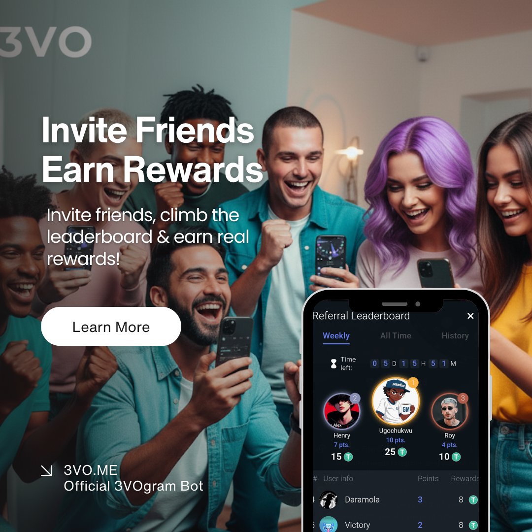 3vo_me's tweet image. 🚀 Invite friends, climb the leaderboard &amp;amp; earn real rewards!

💸 USDT, 💎 diamonds, ⚡ energy &amp;amp; more waiting for you.

👉 Who’s joining your squad?
t.me/Official_3VOgr…

#3VOQuest | #Web3 | #miniapp
