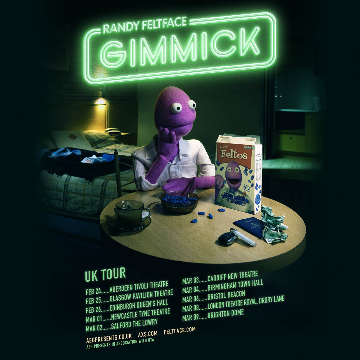 TivoliAberdeen's tweet photo. ๐ค JUST ANNOUNCED ๐ค
Randy Feltface: GIMMICK
๐
Tue 24 Feb 2026
๐Tivoli Theatre, Aberdeen
Tickets on sale Fri 26 Sept, 10am โ donโt miss the felt-faced phenomenon!
#RandyFeltface #GimmickTour #Comedy https://t.co/DyLxxsdjF2