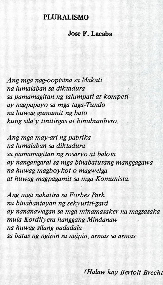 AmoraElyseLC's tweet photo. Jose F. Lacaba, still relevant decades after

#StopKorap 
#KurakotManagot #stoppolicebrutality https://t.co/ZKhfPcKD70