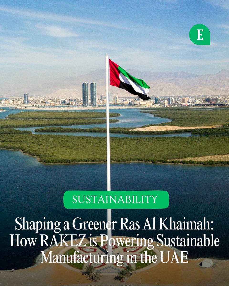 EntMagazineME's tweet image. ♻️In a terrain where conserving water and energy is paramount, Ras Al Khaimah Economic Zone (RAKEZ/@myrakez) has set quite the example to show how building sustainable industries in the UAE can go beyond green strategies and frameworks.
📰With its eco-friendly regulations, smart…