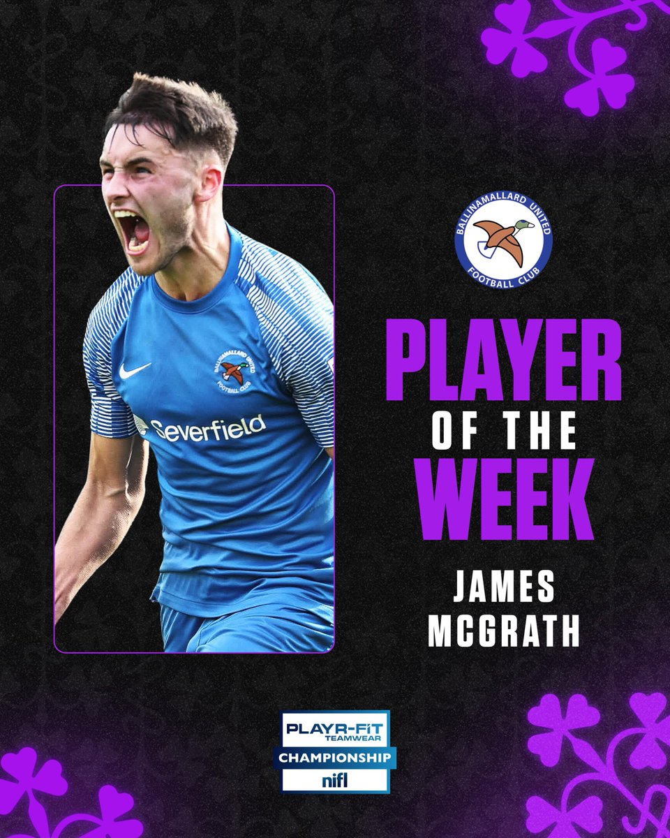 ✅ Two goals
✅ Late winner
✅ Three points for <a href="/Ballinamallard/">Ballinamallard United FC</a> 

James McGrath is your #PlayrFitChamp Player of the Week 🏆