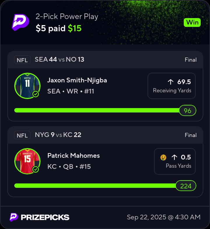 EnerqyPicks's tweet photo. Cash PrizePicks Patrick Mahomes free pick. https://t.co/JV0ySQlyO0