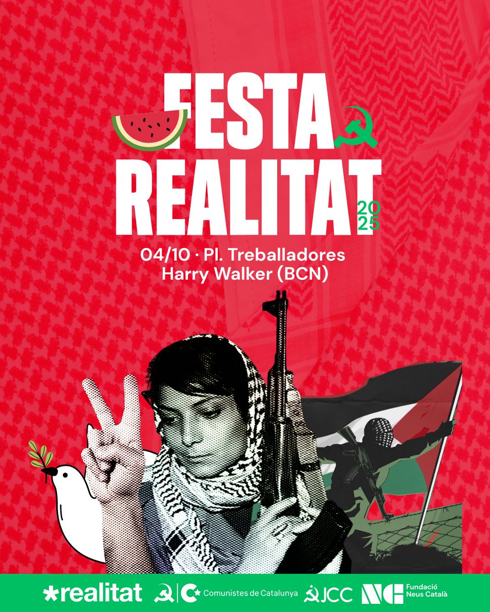 Com tots els anys, us convidem a venir a la Festa Realitat. Enguany, amb l'antifeixisme com a bandera i Palestina molt present. Sense perdre de vista l'horitzó republicà ara que tant es debat sobre fronts populars.