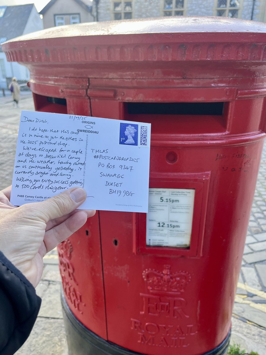 BarbadosStamps's tweet image. Posted carefully in #Conwy yesterday morning, I’m hoping this card will find its way to THLAS for #PostcardDrop2025 in time to be counted!