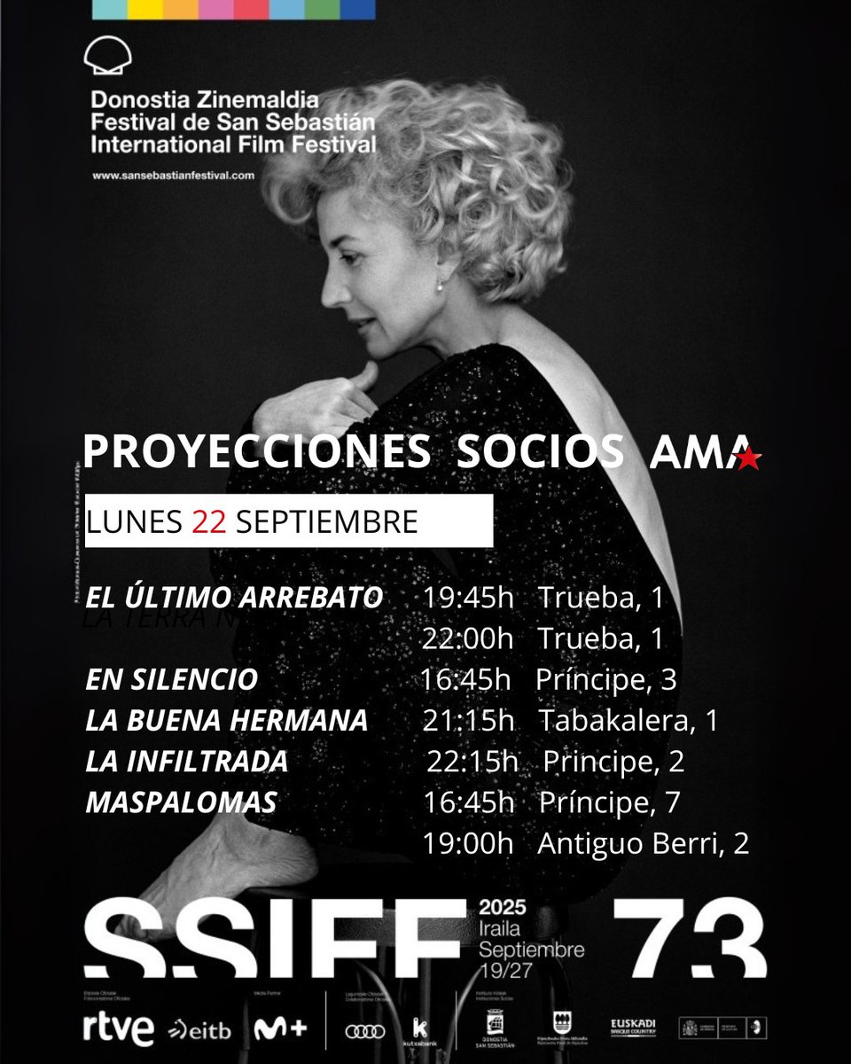 #73SSIFF  #SociosAMA

Proyecciones lunes 22 de septiembre: 

🎞️ EL ÚLTIMO ARREBATO #ZabaltegiTabakalera

Dirigida por Marta Medina y  Enrique López Lavigne <a href="/enriquelavigne/">Enrique Lavigne</a>,  está producida por  nuestros asociados <a href="/39escalonescine/">39 Escalones Films</a> junto con <a href="/ApacheFilmsProd/">ApacheFilmsProd</a>. 

🗓️Lunes 22
⏰19:45 -