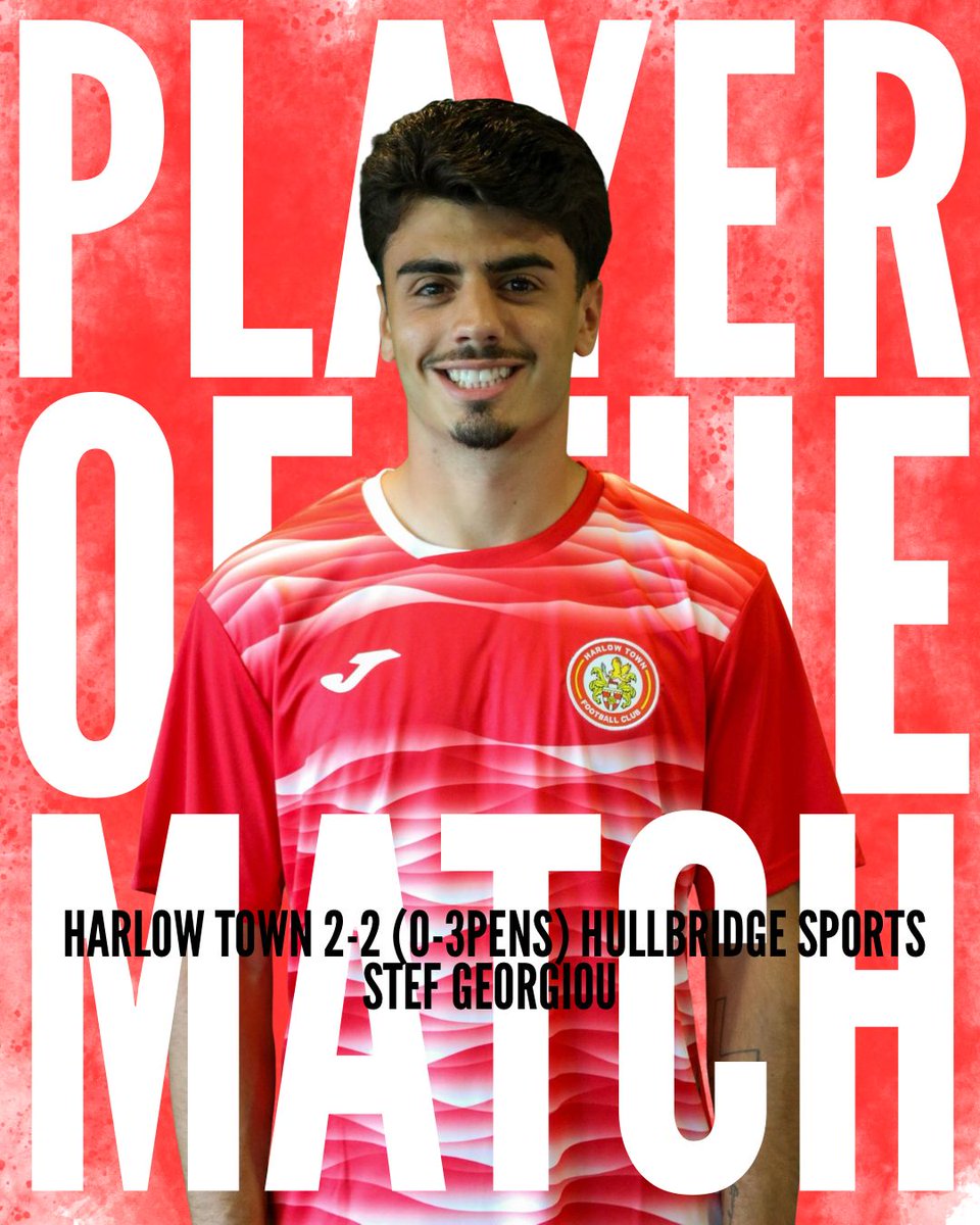 Player Of The Match: Harlow Town 2-2 (0-3 Pens) Hullbridge Sports - Stef Georgiou
As voted for by you, Stef takes the award for Saturday’s game.

📸 Kelsi O’Connor

#Hawks #NonLeague