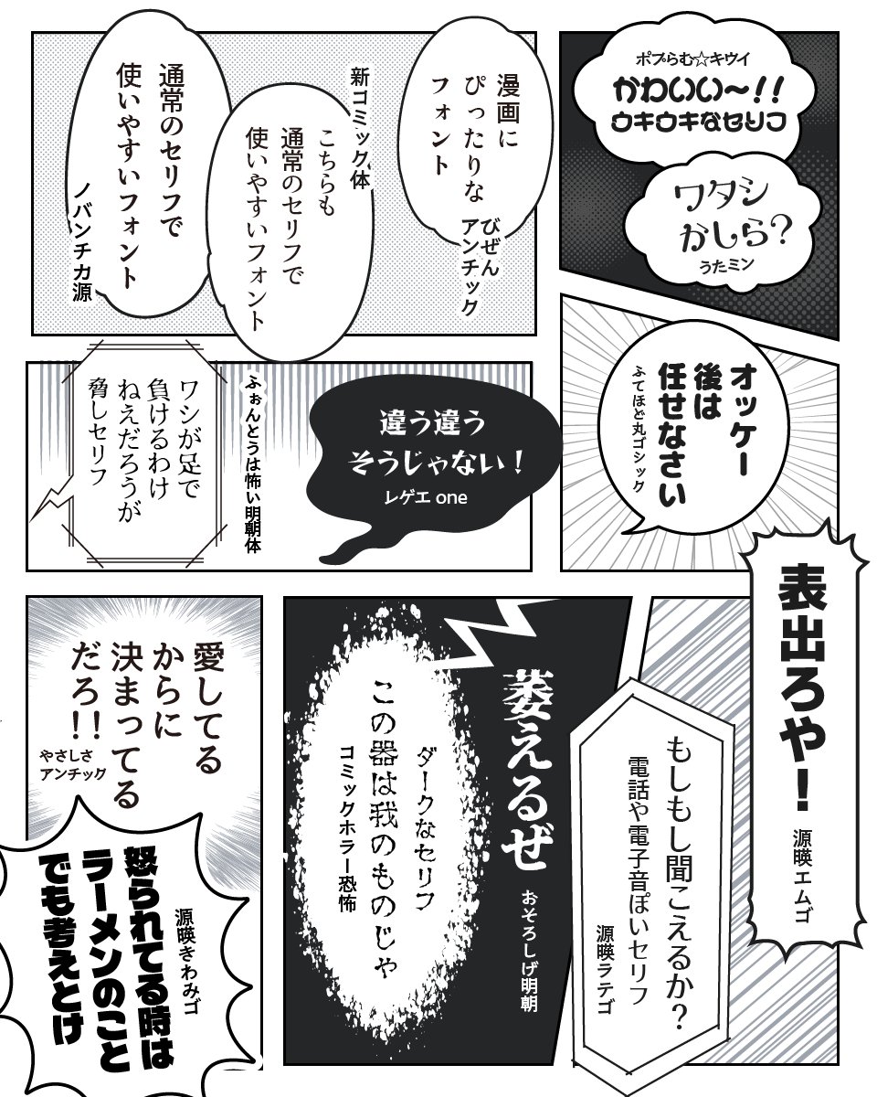 マンガセリフにぴったりなフリーフォント