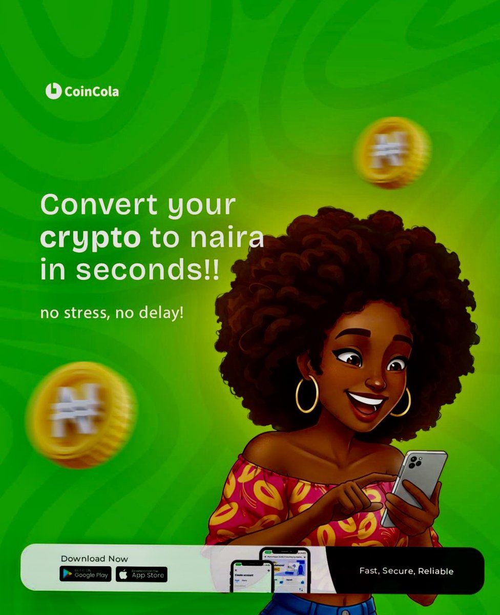 christy1000x's tweet photo. 💸 Convert Your Crypto to Naira in Seconds!
✅ Sell BTC, USDT, ETH & more in seconds
✅ Withdraw directly to your bank account
✅ Safe & secure with escrow protection
✅ Available 24/7 - whenever you need
#CoinColaAmbassador #CoinColaP2P #CoinColaExpress https://t.co/MugjUVXxo6