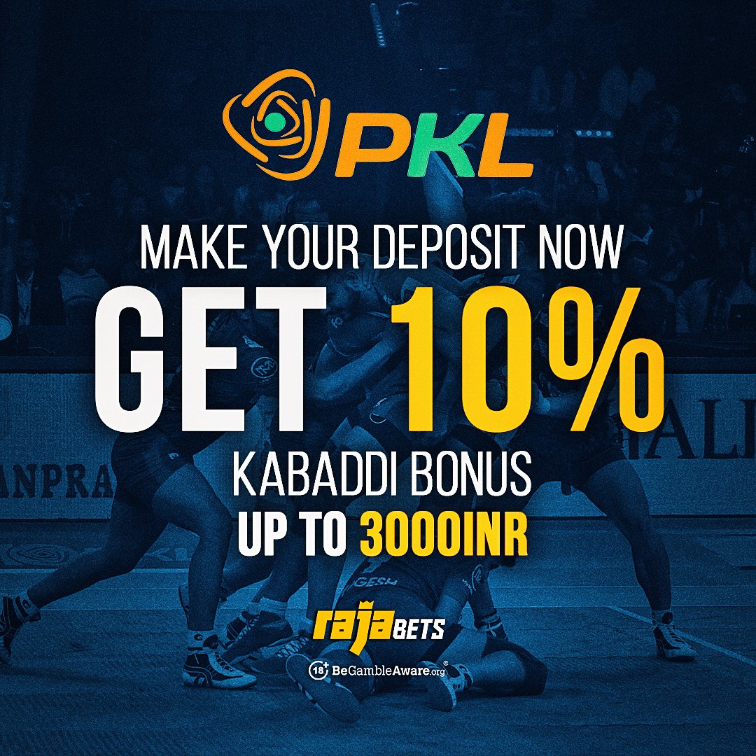 Don't forget to get your 10% Kabaddi Bonus! 🔥

10% Kabaddi Free Bet is active during #ProKabaddiLeague, with the exclusive Rajabets. 🇮🇳👑

Play now! ➡️ raja.link/twitter