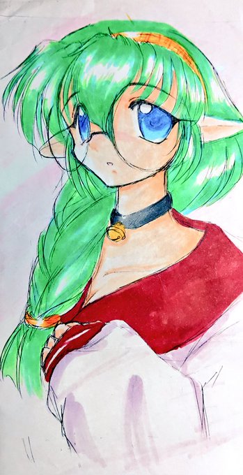 #おまえらマジで25年以上前に描いた絵を投げる勇気があるのかキャンペーン
丁度手元にぱすてるチャイム(1998年)のセレスのコピックで塗ったやつがあったので。 