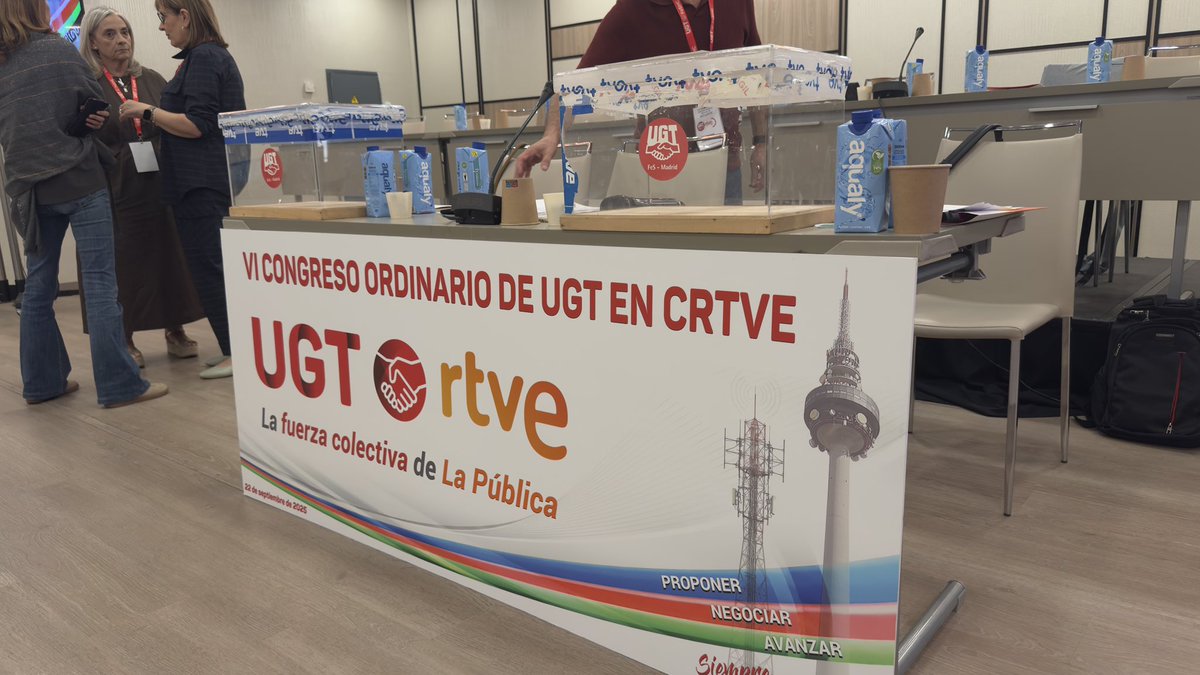 📺 Celebramos el VI Congreso de UGT en CRTVE bajo el lema: La fuerza colectiva de la pública.  <a href="/UGTRTVE/">UGT RTVE</a>