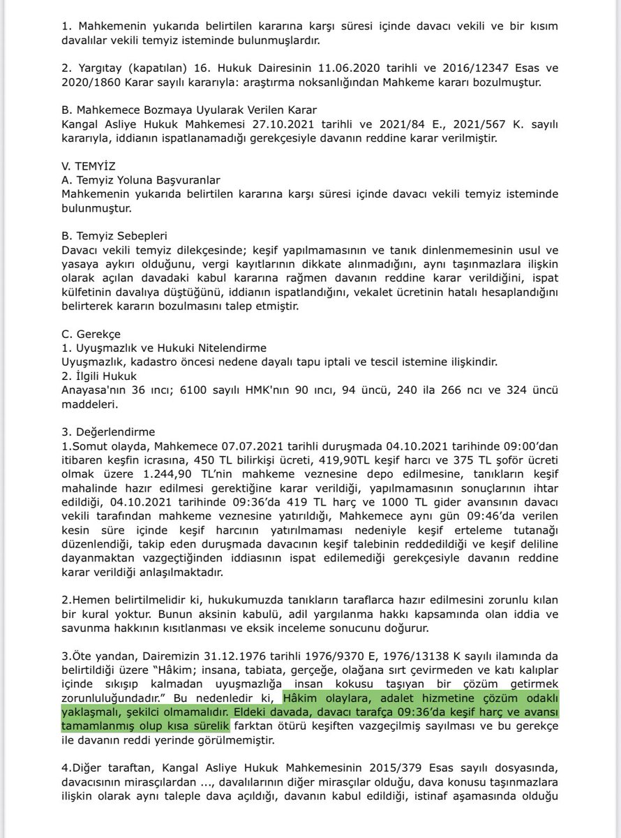 Hakim, olaylara, adalet hizmetine çözüm odaklı yaklaşmalı, şekilci olmamalıdır.

Yarg.1.HD
2022/4777E 2023/4273K

📍Keşif giderleri için keşfe kadar süre
📍9:00’daki keşif için harç ve giderlerin 9:36’da ödenmesi
📍Keşfe çıkılmaması, keşif deliline dayanılmamış sayılması
📍Bozma.