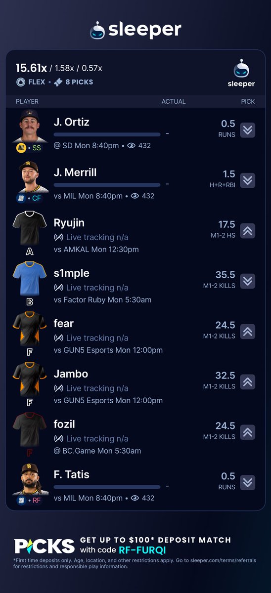 Mobets98's tweet image. Sleeper MLB X CS2 ⚾️🔫

e.slpr.link/12757888444022…