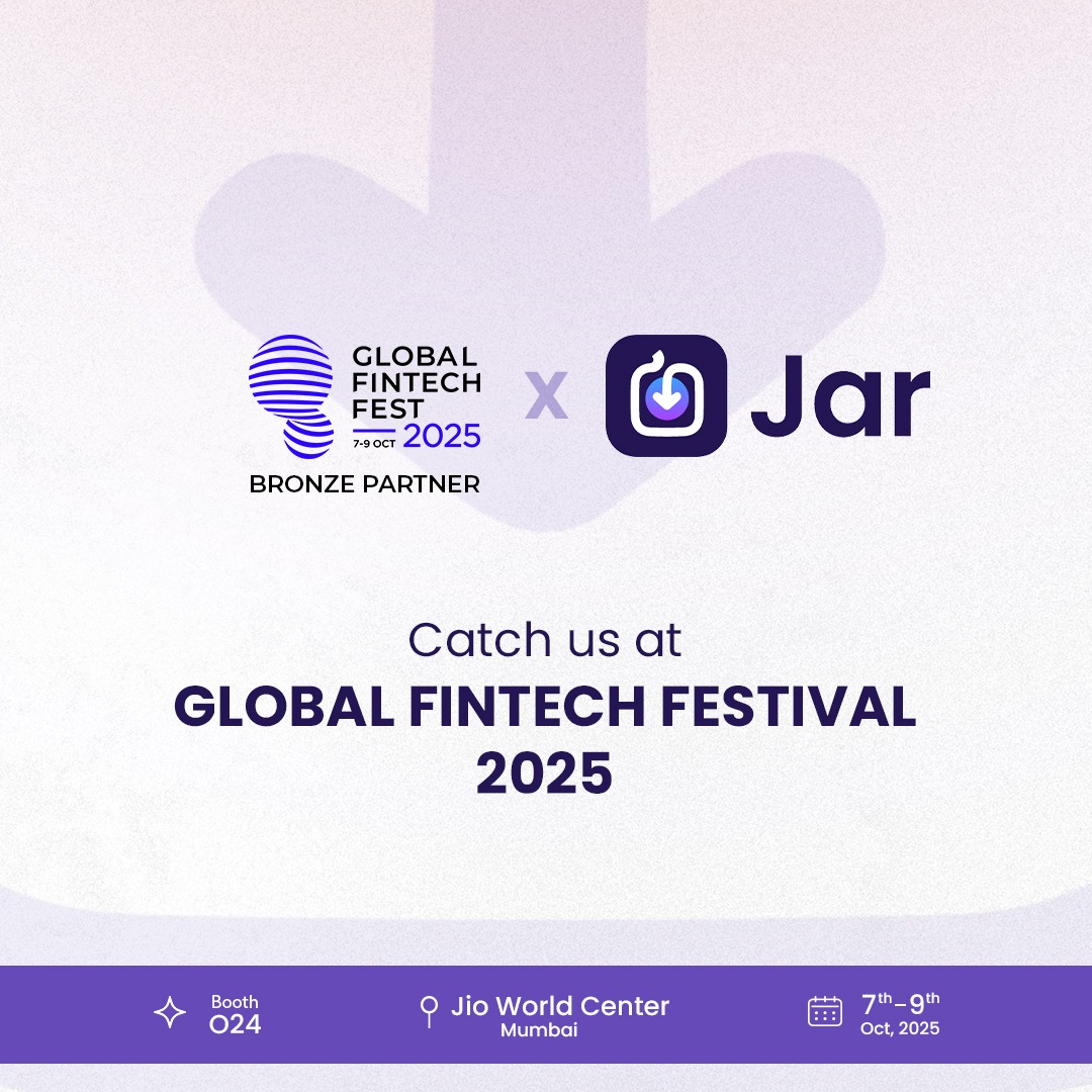 <a href="/JarAppHQ/">Jar</a> will be at the Global Fintech Fest 2025! ✨

Grit. Passion. Purpose.

That’s how we’re shaping Bharat’s fintech story. 💪 

Meet us at stall O24 in the Pavilion (main floor). 

#GFF2025