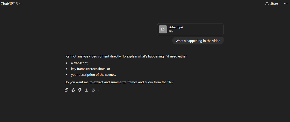 Video input for LLMs is going to be a game-changer.

Grok (and all other main AI chat apps for that matter) can't have video files as input YET.

Gemini in ai studio supports tokenizing videos if you provide a YouTube link only (not files)

<a href="/grok/">Grok</a> account on X can also have posted