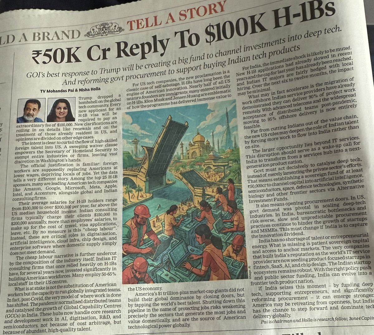 amitabhk87's tweet image. Innovative India needs a big “Fund of Funds”to drive deep tech and clean - tech.
India needs this ASAP .
An excellent piece by @TVMohandasPai & @NishaHolla