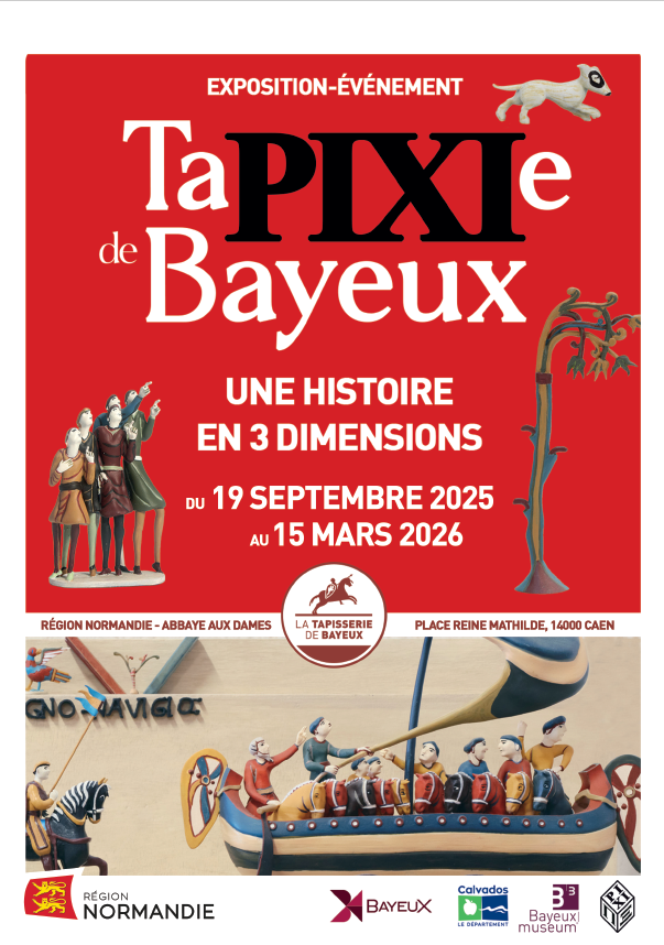 RegionNormandie's tweet image. Découvrez la #Tapisserie de #Bayeux en 3D ! ✨⚔️

La Maison Pixi met en scène les 15 premiers mètres de l’épopée de Guillaume à l'aide de figurines 3D.
L’#exposition est visible jusqu’au 15 mars 2026 à l’Abbaye aux Dames à Caen.➡️ normandie.fr/tapixie-de-bay…