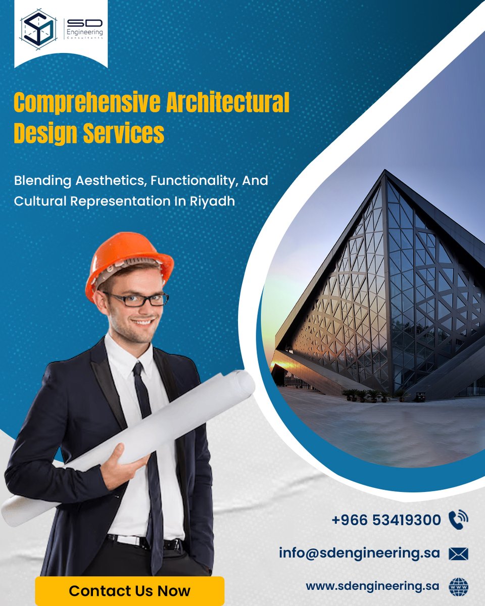 SD__Engineering's tweet image. Transform visions into reality with architectural design services in Riyadh – blending aesthetics, functionality &amp;amp; culture into iconic, timeless structures.
sdengineering.sa

#ArchitecturalDesign #RiyadhProjects #ModernArchitecture #UrbanDevelopment #SmartDesign