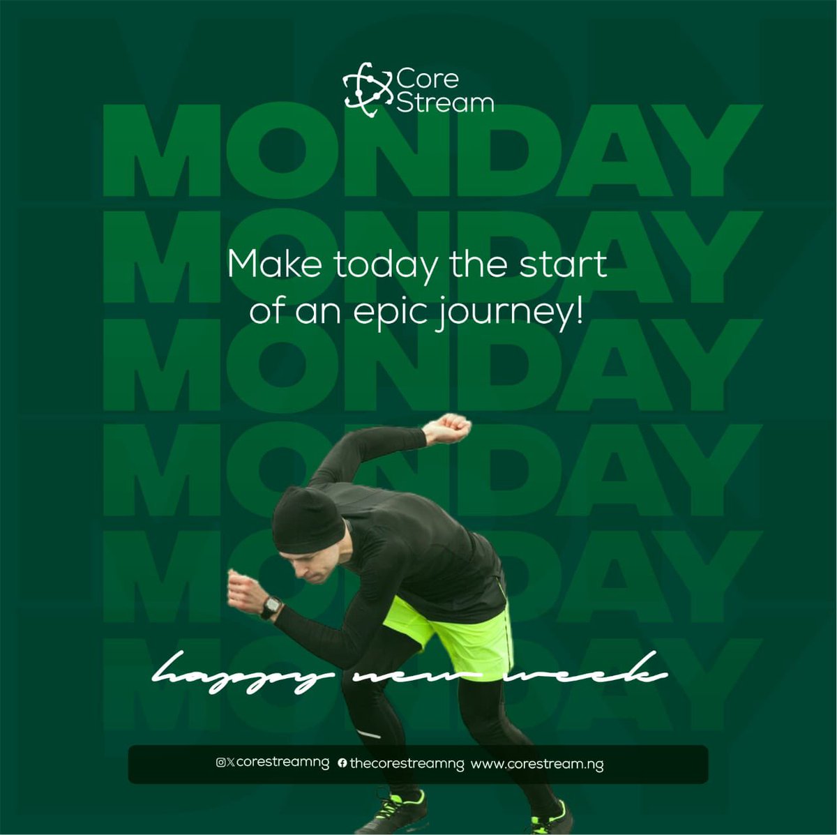 corestreamng's tweet image. Hey Corestreamers 👋

Welcome back from the weekend. We trust you are well rested and ready to return to the game. 

Remember, start the week strong and give your work your best shot 💪
