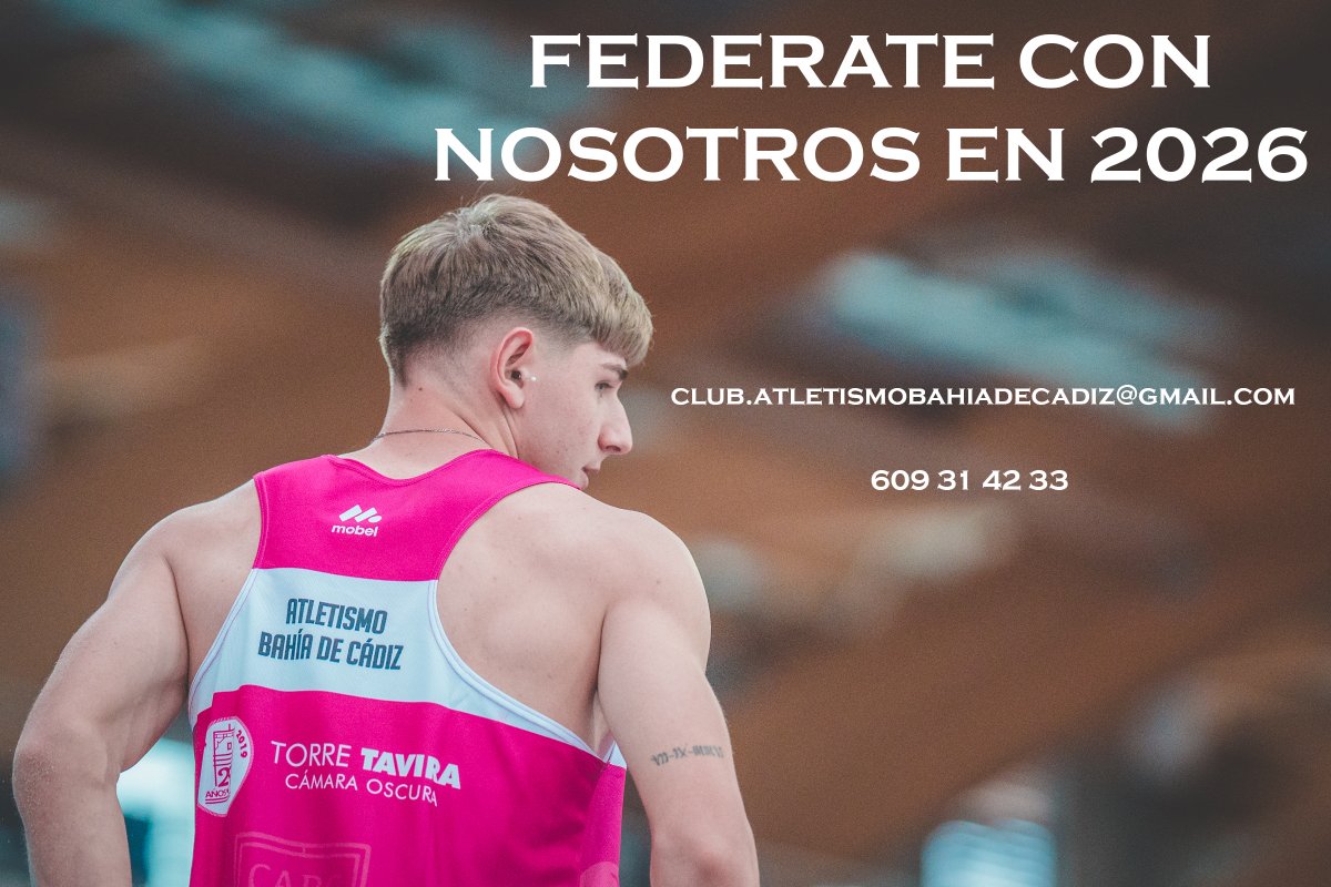 🤔 ¿Buscas nuevos retos? ¿Nuevas metas?

‼️ Federate con nosotros en 2026 🦀

💬 Club.atletismobahiadecadiz@gmail.com
☎️ 609 31 42 33
