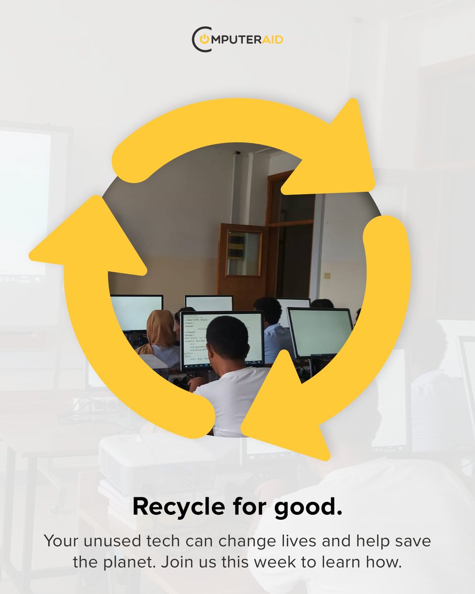 Computer_Aid's tweet image. This #RecycleWeek give your unused tech a second life. A simple donation to Computer Aid helps your business protect the planet &amp;amp; empower communities, reducing e-waste and creating a lasting positive impact for all. 💛

#ComputerAid #Ewaste #TechDonation #CSR #Sustainability #ESG