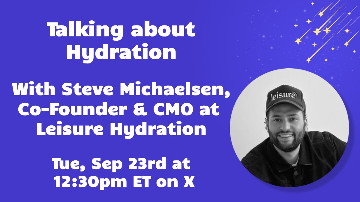 Hey Everyone! Tomorrow I'm going to host a space with <a href="/SteveMichaelsen/">steve michaelsen</a>, Co-Founder &amp; CMO at <a href="/drinkleisure/">drink leisure</a>, a beverage company that manufactures hydrating beverages with electrolytes, vitamins and nutrients and talk about their journey and how they scaled their brand to over $1M