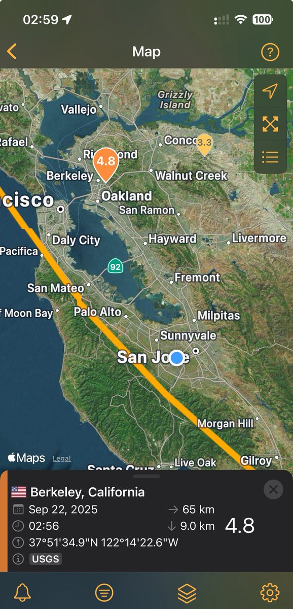 hedimoalla's tweet photo. Felt the earthquake even down here in San Jose https://t.co/OZK6x1vzQF