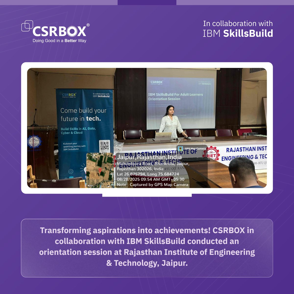 csrboxorg's tweet image. CSRBOX in collaboration with IBM SkillsBuild conducted an Orientation and Professional Skills session for 200+ students at Rajasthan Institute of Engineering &amp;amp; Technology, Jaipur.
#IBMSkillsBuild #CSRBOX #FutureReady #ProfessionalSkills #StudentSuccess