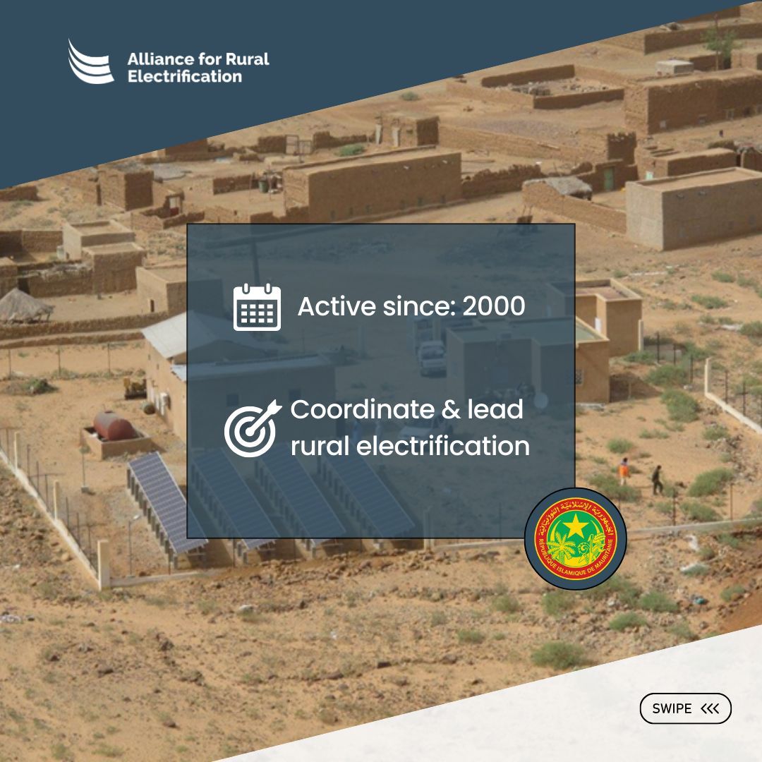 RuralElec's tweet image. #MemberMonday 🔆 A warm welcome to ADER Mauritanie to the Alliance!

⚡Active since 2000, the Agency is responsible for the coordination and development of the decentralised rural electrification process.

🚀 Through the deployment of hydro, wind, solar PV, and energy storage,…