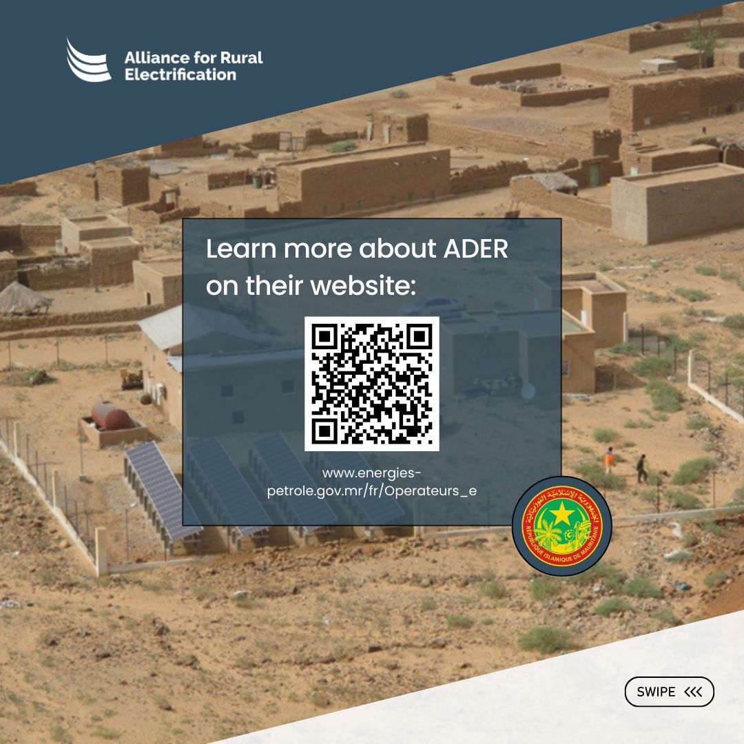 RuralElec's tweet image. #MemberMonday 🔆 A warm welcome to ADER Mauritanie to the Alliance!

⚡Active since 2000, the Agency is responsible for the coordination and development of the decentralised rural electrification process.

🚀 Through the deployment of hydro, wind, solar PV, and energy storage,…