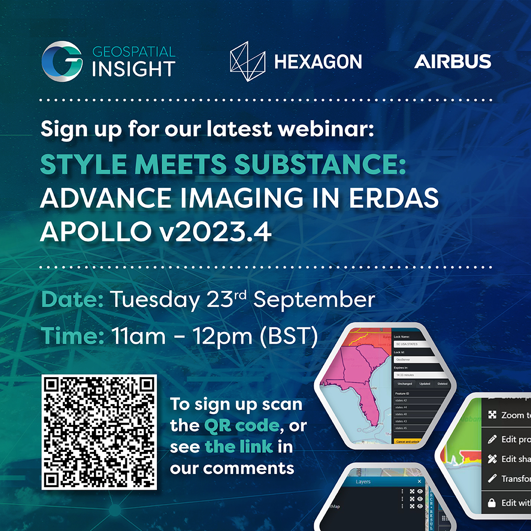 geo_insight's tweet image. Final chance to register.Our webinar Style Meets Substance: Advance Imaging in ERDAS APOLLO is on 23 Sept, 11:00 BST. Learn to style, publish &amp;amp; visualise your geospatial data.

Register: bit.ly/4mVinEp

#ERDASAPOLLO #GeospatialData #HexagonSIG #Airbus

@HexagonSIG